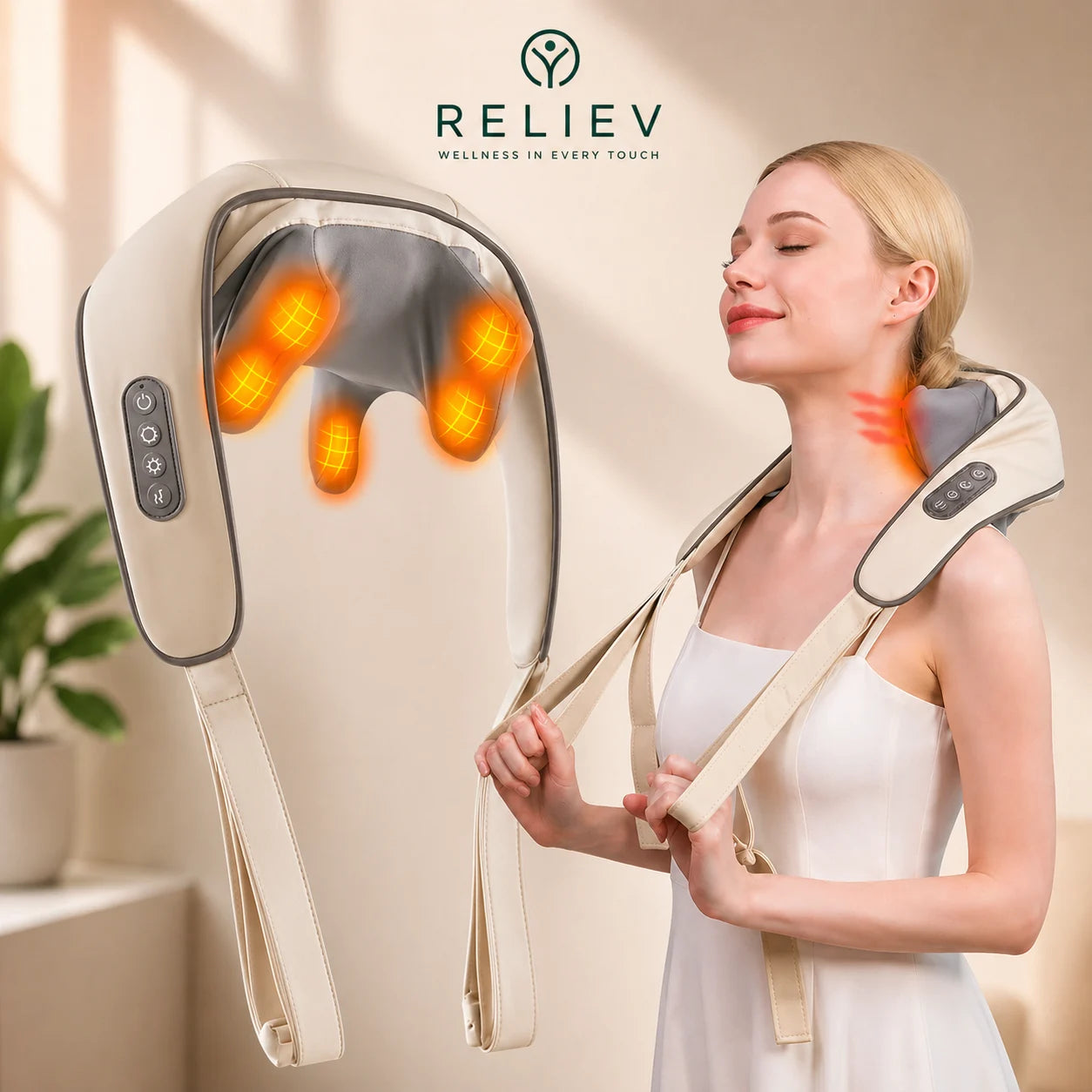 Neck Massager with Heat, Wireless Shiatsu 4D Experts Knet Neck Massager